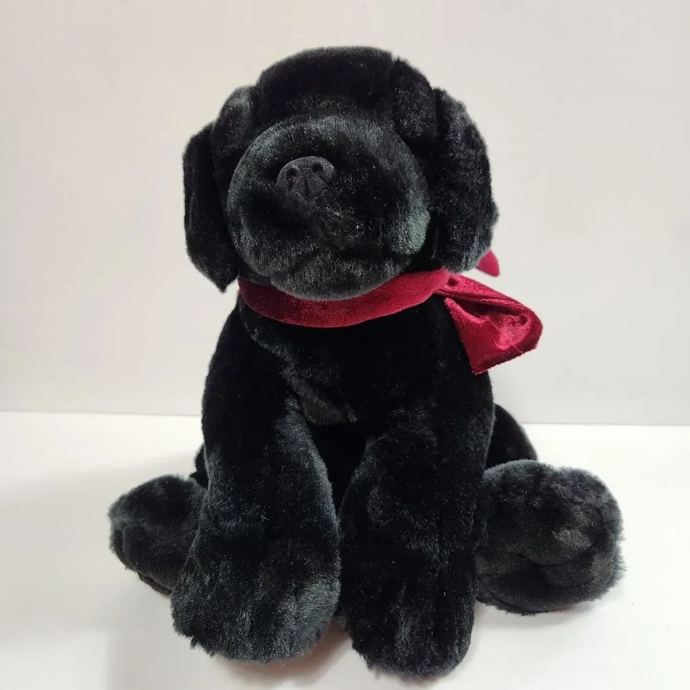 Wishpets Black Puppy Dog Bean Bag Plush Named Blackie with Scarf 15